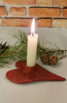 Hjerte med lysholder  - rød