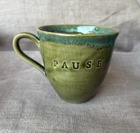 PAUSEkopp grønn med turkis kant
